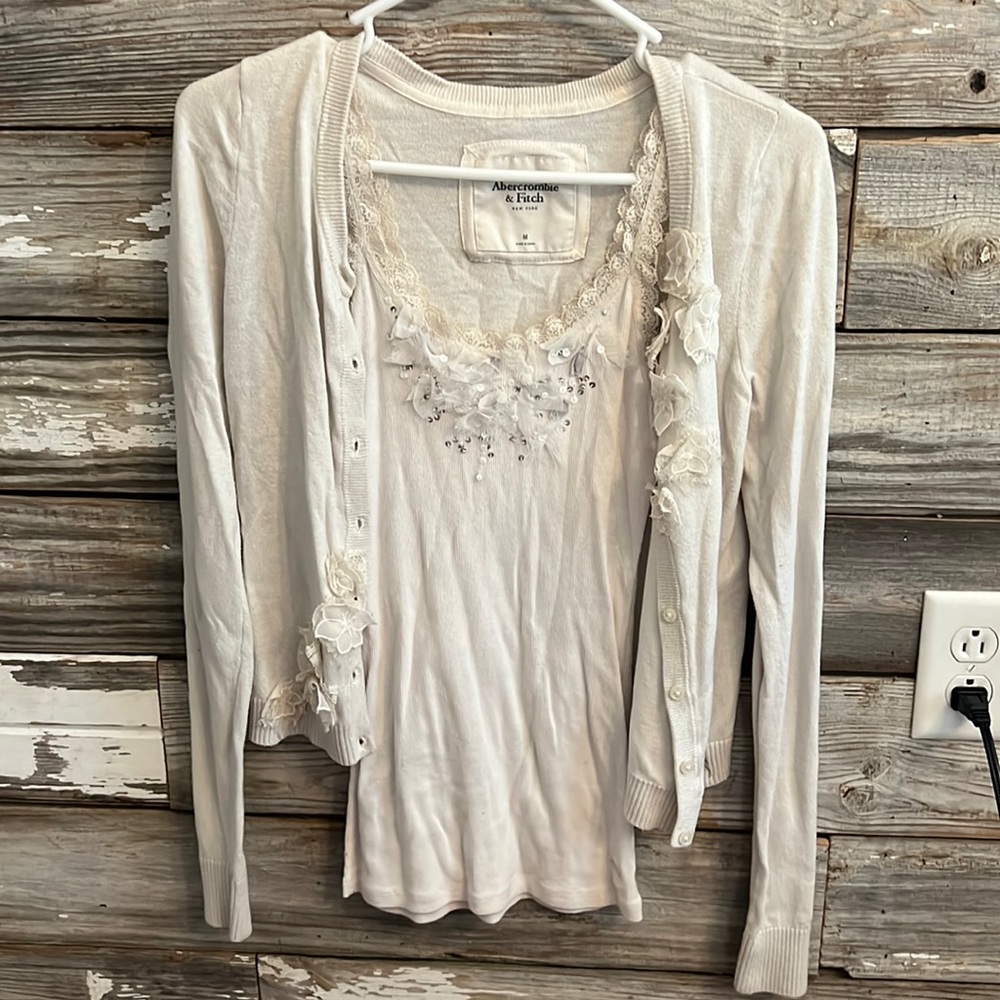 Abercrombie and fitch lace tank and cardigan matching set